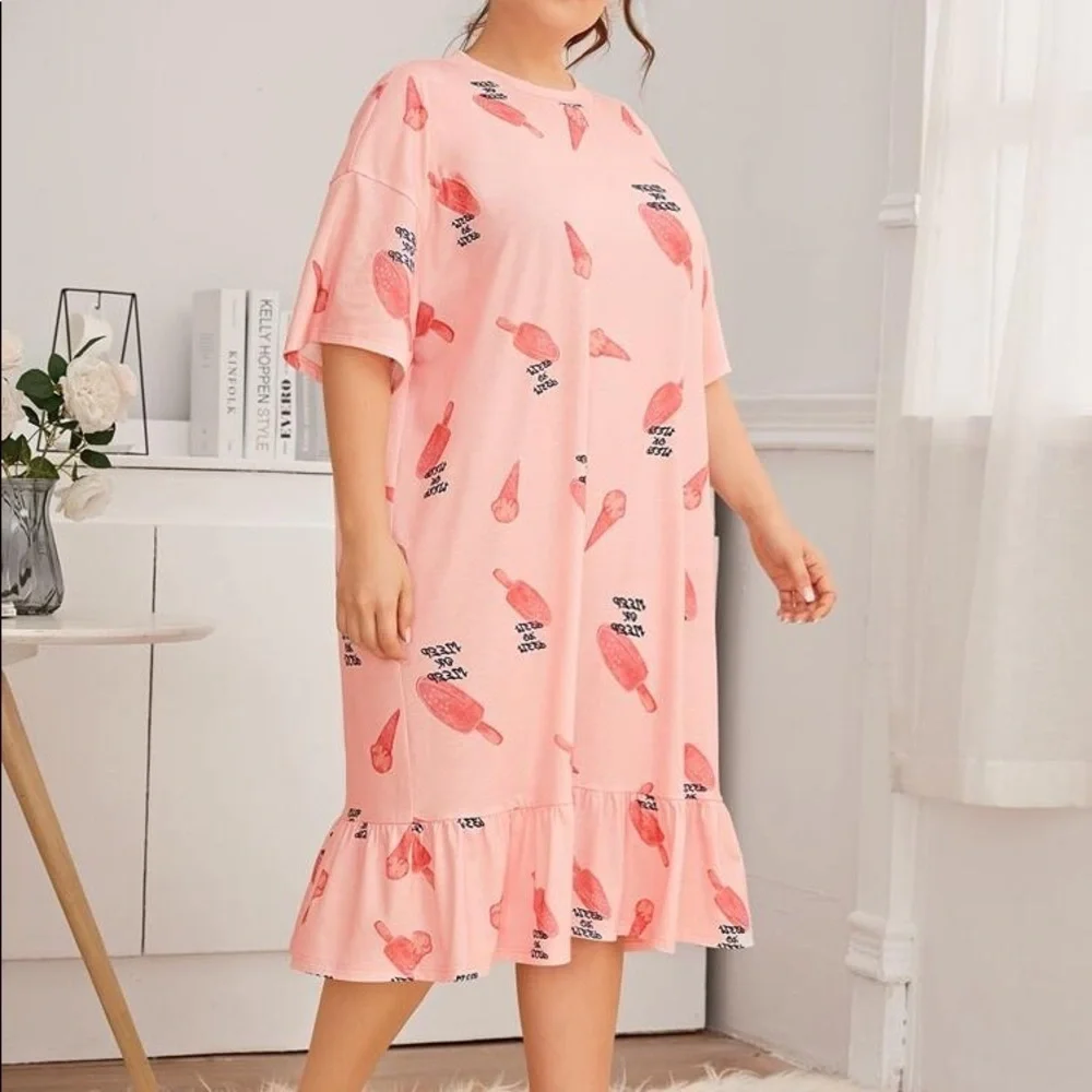 New Plus Pink Ruffle Nightgown​ - Picture 4 of 5